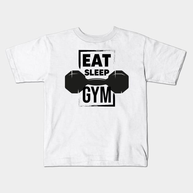 Eat sleep gym Kids T-Shirt by Dosunets